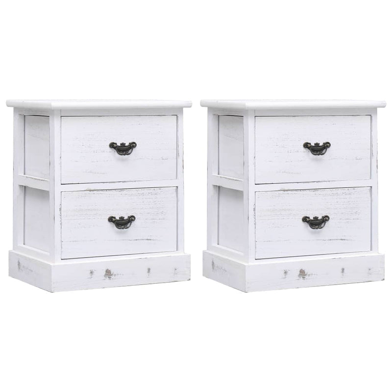Bedside Cabinets 2 pcs White 38x28x45 cm Paulownia Wood Payday Deals
