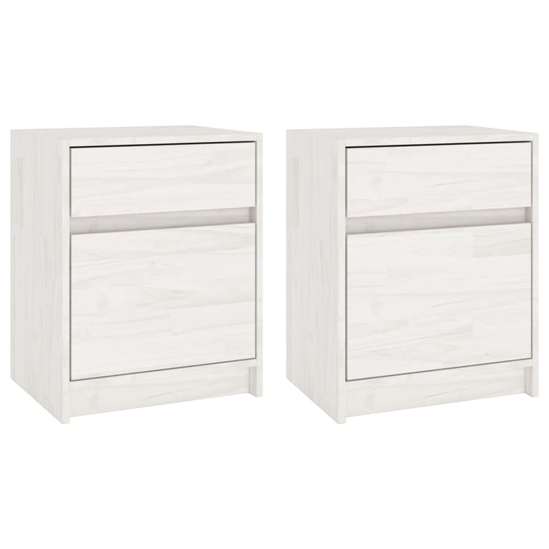 Bedside Cabinets 2 pcs White 40x31x50 cm Solid Pinewood Payday Deals