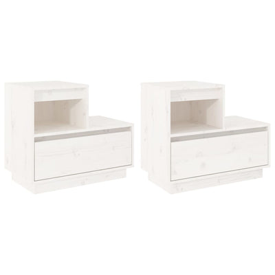 Bedside Cabinets 2 pcs White 60x34x51 cm Solid Wood Pine Payday Deals