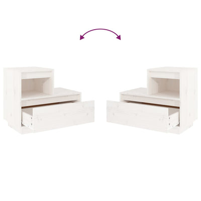 Bedside Cabinets 2 pcs White 60x34x51 cm Solid Wood Pine Payday Deals