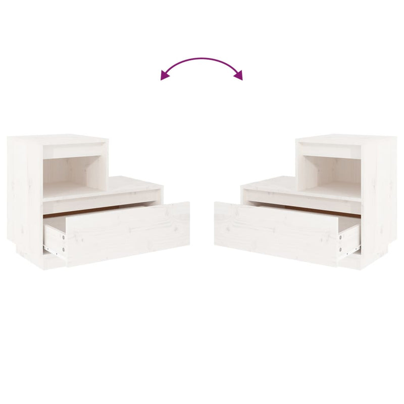 Bedside Cabinets 2 pcs White 60x34x51 cm Solid Wood Pine Payday Deals
