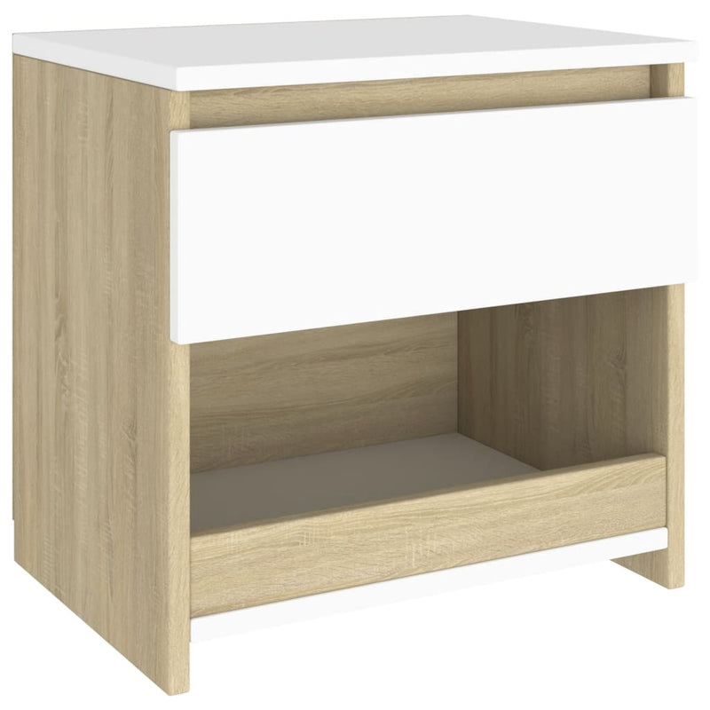 Bedside Cabinets 2 pcs White and Sonoma Oak 40x30x39 cm Chipboard Payday Deals