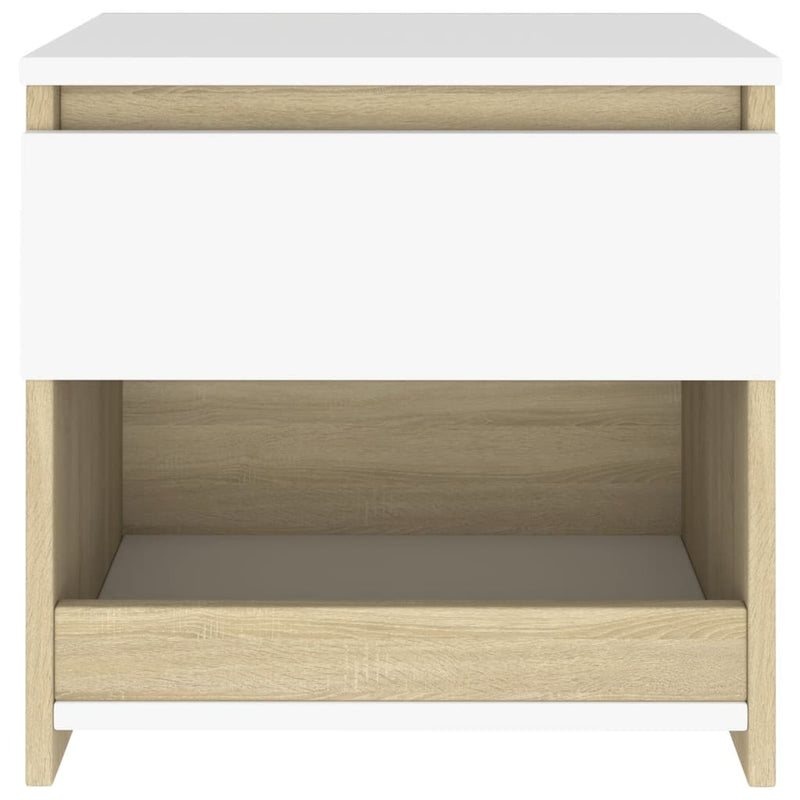 Bedside Cabinets 2 pcs White and Sonoma Oak 40x30x39 cm Chipboard Payday Deals