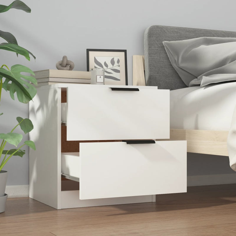 Bedside Cabinets 2 pcs White Engineered Wood Payday Deals