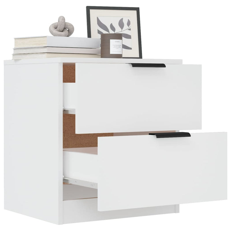 Bedside Cabinets 2 pcs White Engineered Wood Payday Deals