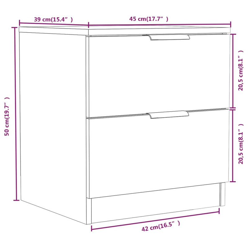 Bedside Cabinets 2 pcs White Engineered Wood Payday Deals