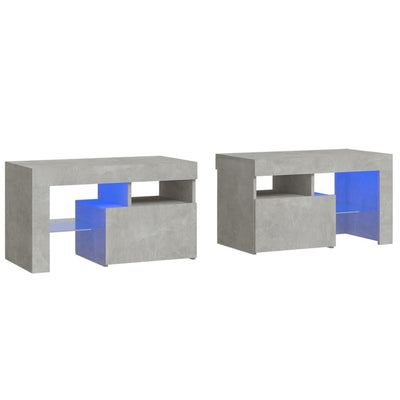 Bedside Cabinets 2 pcs with LED Lights Concrete Grey 70x36.5x40 cm Payday Deals