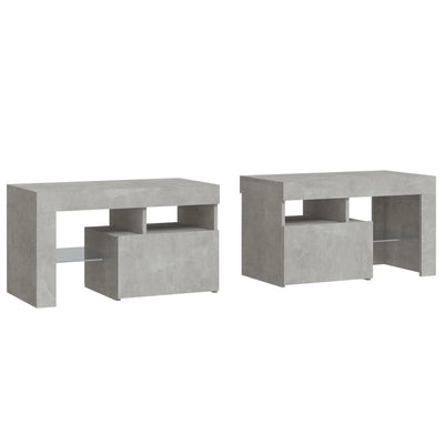Bedside Cabinets 2 pcs with LED Lights Concrete Grey 70x36.5x40 cm Payday Deals