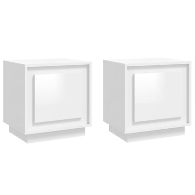 Bedside Cabinets 2pcs HighGlossWhite 44x35x45cm EngineeredWood Payday Deals