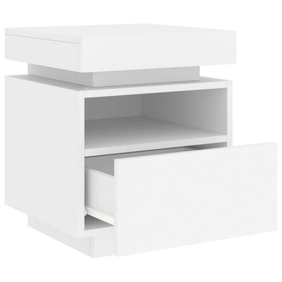 Bedside Cabinets with LED Lights 2 pcs White 40x39x48.5 cm Payday Deals