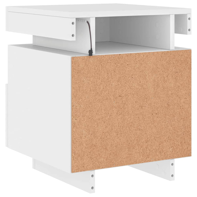 Bedside Cabinets with LED Lights 2 pcs White 40x39x48.5 cm Payday Deals