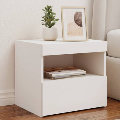 Bedside Cabinets with LED Lights 2 pcs White 50x40x45 cm Payday Deals