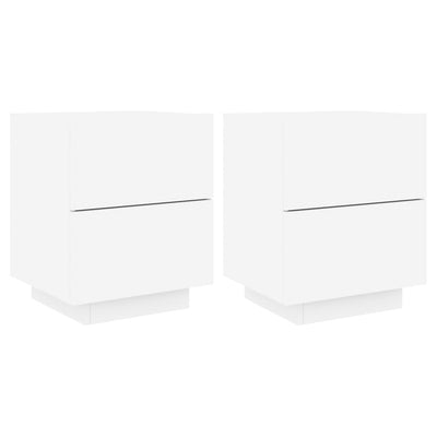 Bedside Cabinets with LED Lights 2 pcs White Engineered Wood Payday Deals