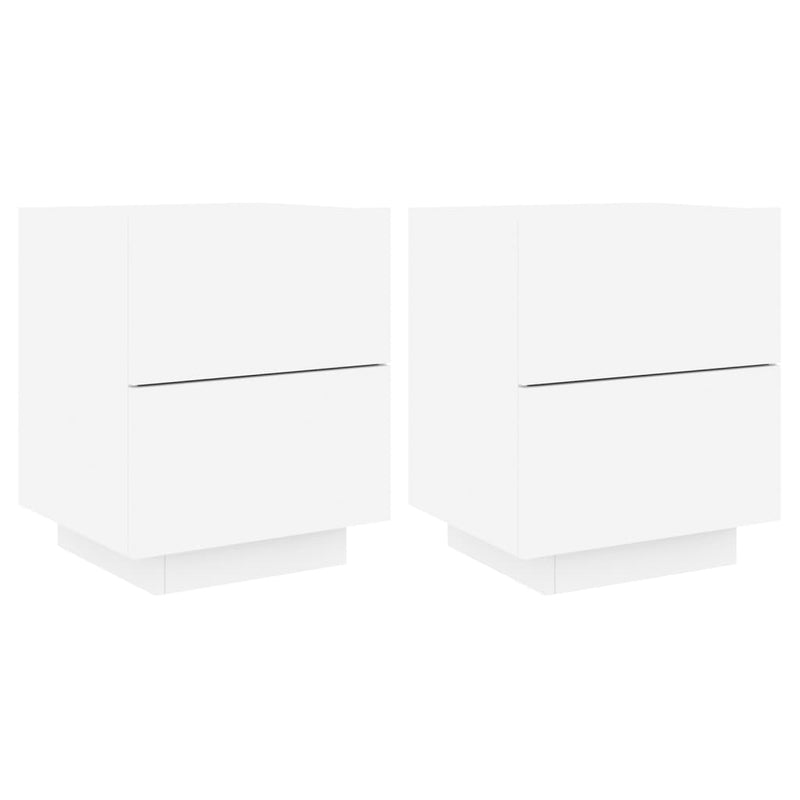 Bedside Cabinets with LED Lights 2 pcs White Engineered Wood Payday Deals