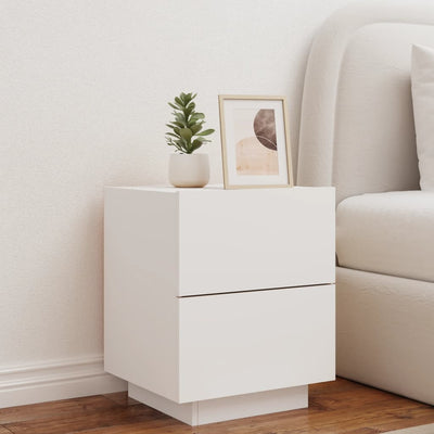 Bedside Cabinets with LED Lights 2 pcs White Engineered Wood Payday Deals