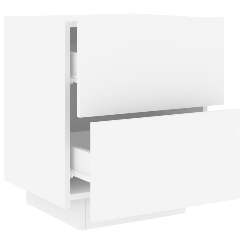 Bedside Cabinets with LED Lights 2 pcs White Engineered Wood Payday Deals