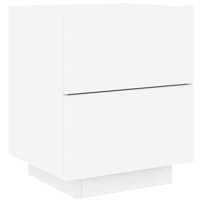 Bedside Cabinets with LED Lights 2 pcs White Engineered Wood Payday Deals
