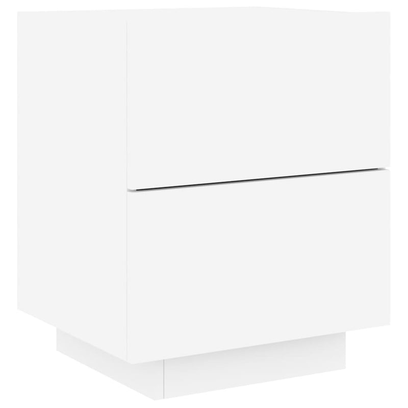 Bedside Cabinets with LED Lights 2 pcs White Engineered Wood Payday Deals