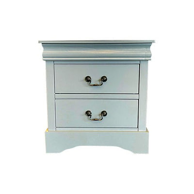 Bedside Table Grey Colour With 2 Drawers Night Stand Solid Wood Metal Handles Payday Deals