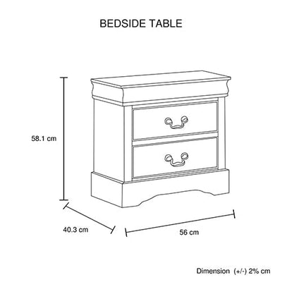 Bedside Table Grey Colour With 2 Drawers Night Stand Solid Wood Metal Handles Payday Deals