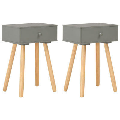 Bedside Tables 2 pcs Grey Solid Pinewood Payday Deals