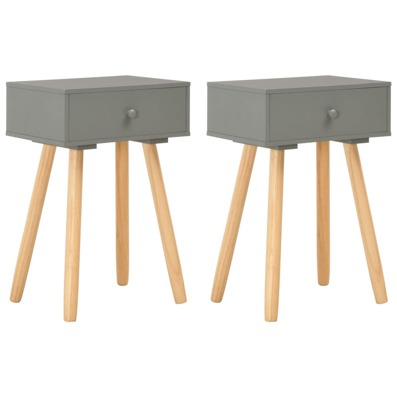 Bedside Tables 2 pcs Grey Solid Pinewood Payday Deals