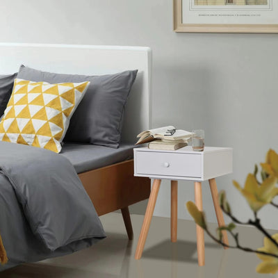 Bedside Tables 2 pcs Solid Pinewood 40x30x61 cm White Payday Deals