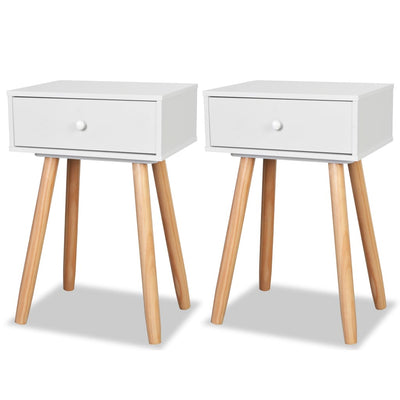 Bedside Tables 2 pcs Solid Pinewood 40x30x61 cm White Payday Deals
