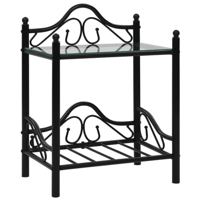 Bedside Tables 2 pcs Steel and Tempered Glass 45x30.5x60 cm Black Payday Deals