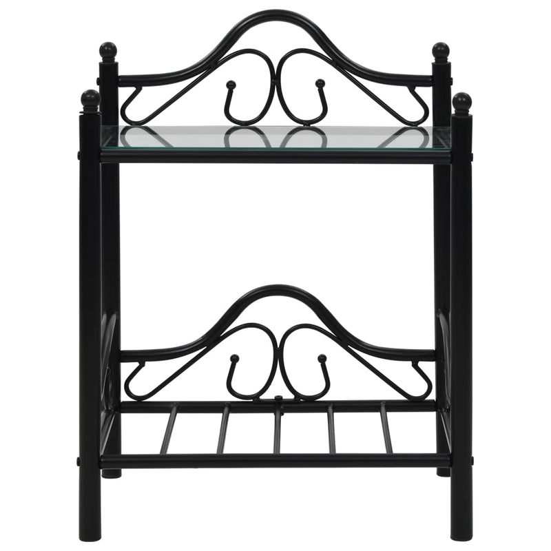 Bedside Tables 2 pcs Steel and Tempered Glass 45x30.5x60 cm Black Payday Deals