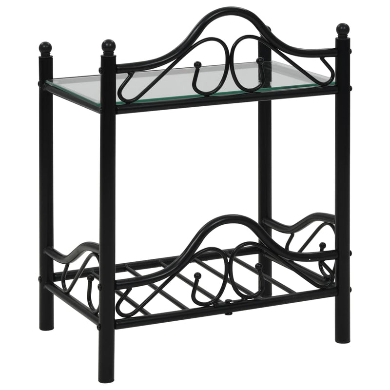 Bedside Tables 2 pcs Steel and Tempered Glass 45x30.5x60 cm Black Payday Deals