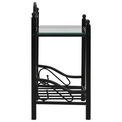 Bedside Tables 2 pcs Steel and Tempered Glass 45x30.5x60 cm Black Payday Deals