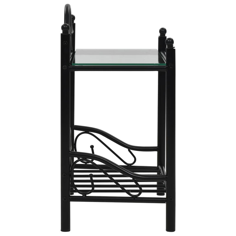 Bedside Tables 2 pcs Steel and Tempered Glass 45x30.5x60 cm Black Payday Deals
