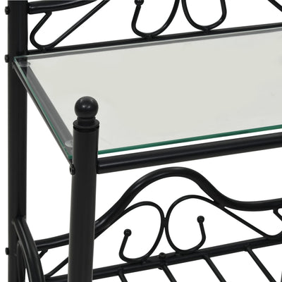 Bedside Tables 2 pcs Steel and Tempered Glass 45x30.5x60 cm Black Payday Deals