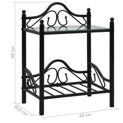 Bedside Tables 2 pcs Steel and Tempered Glass 45x30.5x60 cm Black Payday Deals