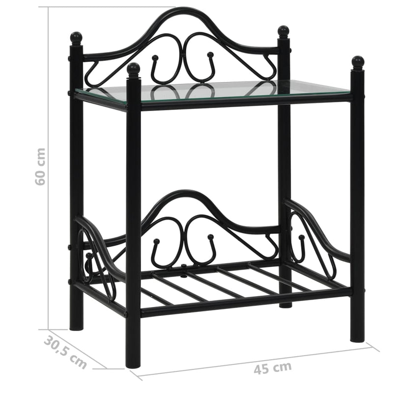 Bedside Tables 2 pcs Steel and Tempered Glass 45x30.5x60 cm Black Payday Deals