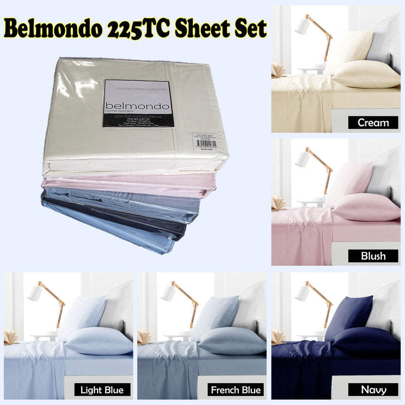 Belmondo 225TC Sheet Set French Blue - Queen Payday Deals