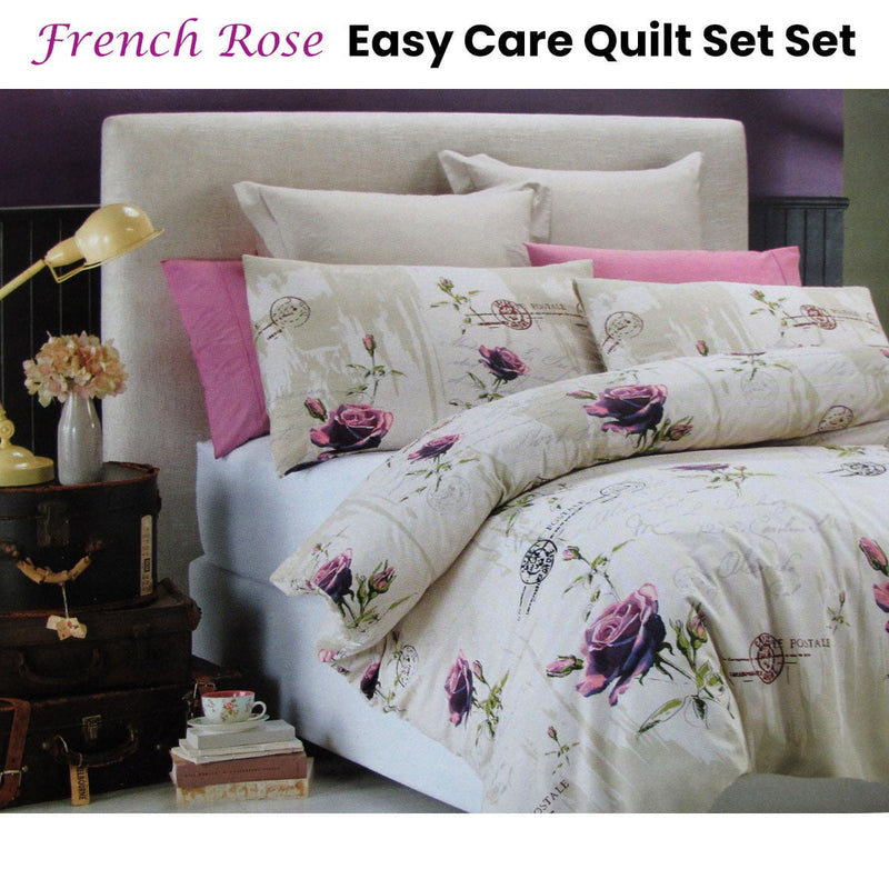 Belmondo French Rose Easy Care Quilt Cover Set King Payday Deals