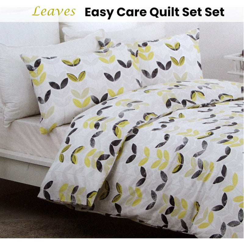 Belmondo Leaves Easy Care Quilt Cover Set Queen Payday Deals