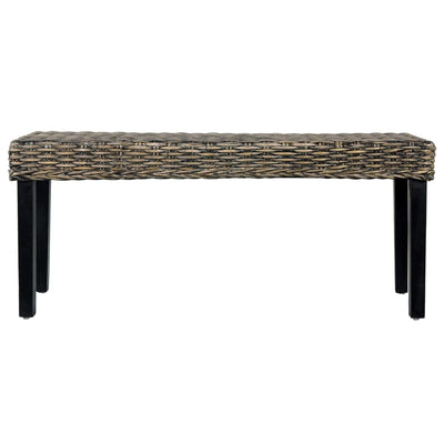 Bench 110 cm Black Natural Kubu Rattan and Solid Mango Wood Payday Deals