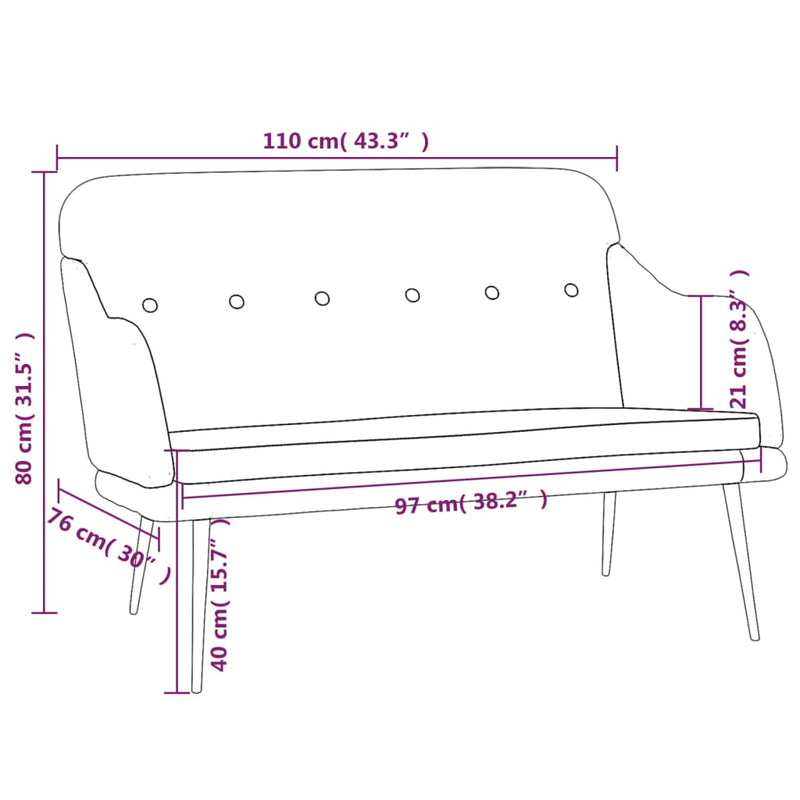Bench Dark Grey 110x76x80 cm Fabric Payday Deals