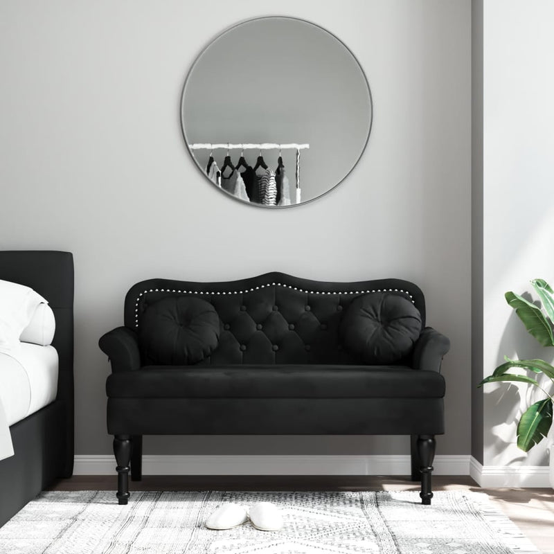 Bench with Cushions Black 120.5x65x75 cm Velvet Payday Deals