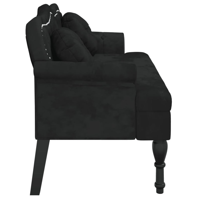 Bench with Cushions Black 120.5x65x75 cm Velvet Payday Deals