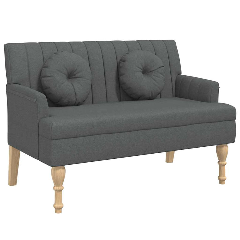 Bench with Cushions Dark Grey 113x64.5x75.5 cm Fabric Payday Deals