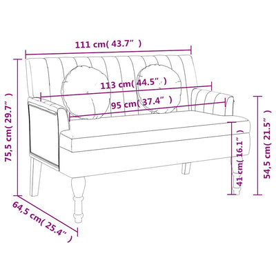 Bench with Cushions Dark Grey 113x64.5x75.5 cm Fabric Payday Deals