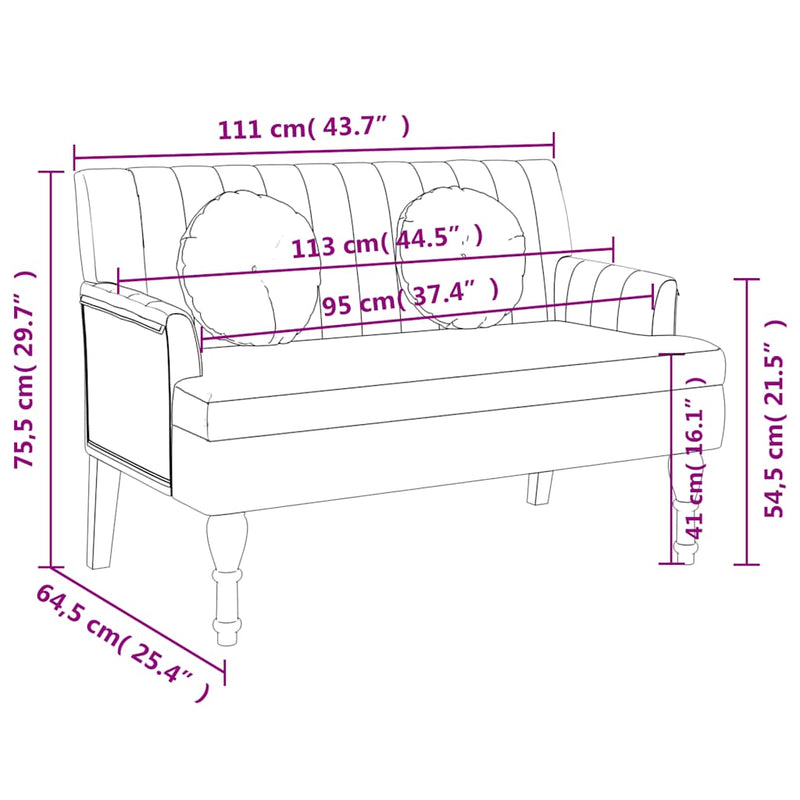 Bench with Cushions Dark Grey 113x64.5x75.5 cm Fabric Payday Deals