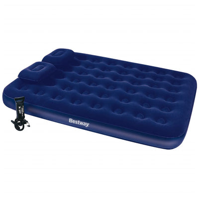 Bestway Inflatable Flocked Airbed with Pillow and Air Pump 203x152x22 cm 67374 Payday Deals