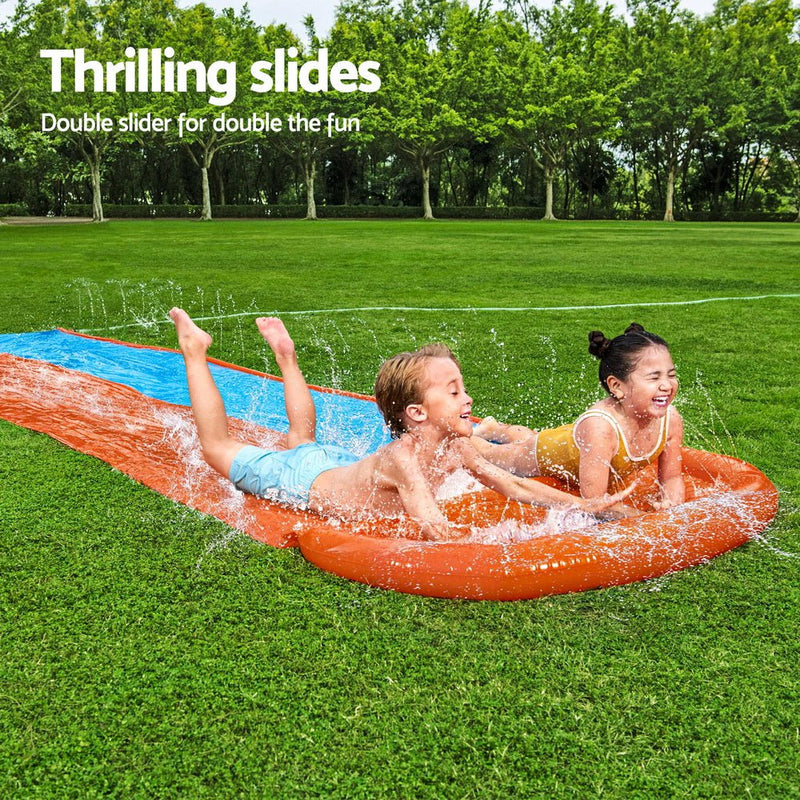 Bestway Inflatable Water Slip Slide Double Kids Splash Toy Outdoor Play 4.88M Payday Deals