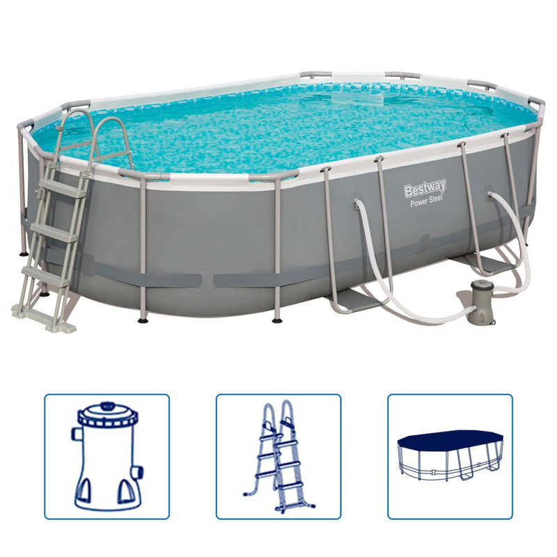 Bestway Power Steel Swimming Pool Set Oval 488x305x107 cm Payday Deals