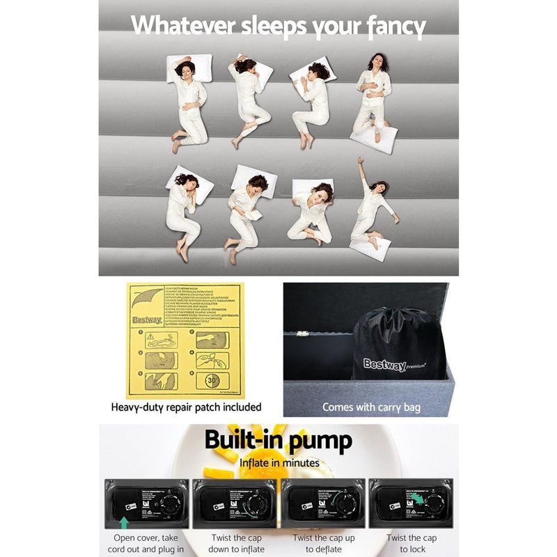 Bestway Queen Air Bed Inflatable Mattress Sleeping Mat Battery Built-in Pump Payday Deals